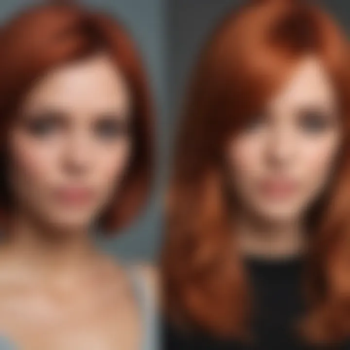 Before and after hair color transformation