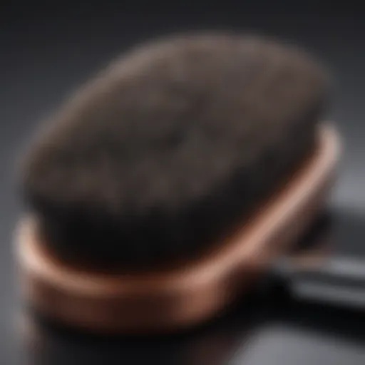 Close-up of ionic hair straightener brush showcasing bristles and heated surface