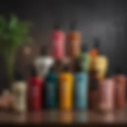 A vibrant display of various body wash products from black-owned brands