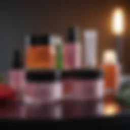 Diverse skincare products showcased in a vibrant setting