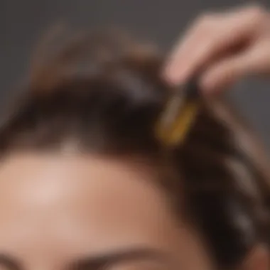 Applying Castor Oil for Hair Growth A close-up of castor oil being applied to hair