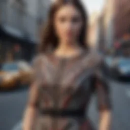 Elegant city chic dress with bold patterns