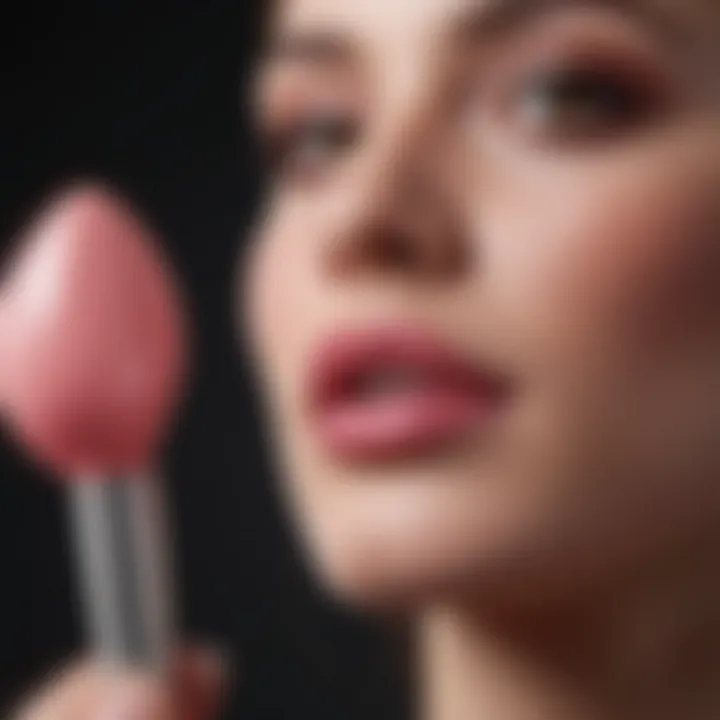 Close-up of liquid lip product applicators