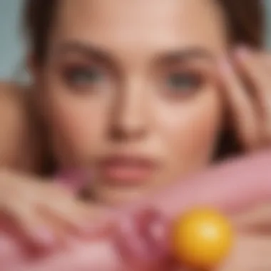 Close-up of a stunning gel manicure with summer hues