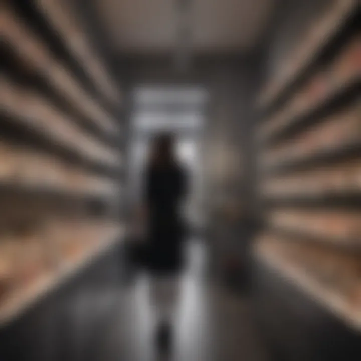 A shopper examining perfumes in a boutique