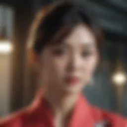 A captivating scene from a Korean drama with subtitles displayed