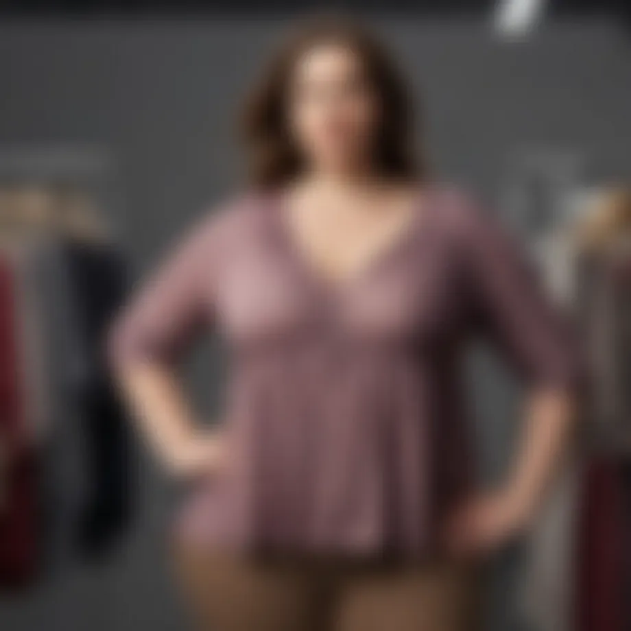 An array of plus size tops showcasing diverse styles and fabrics.