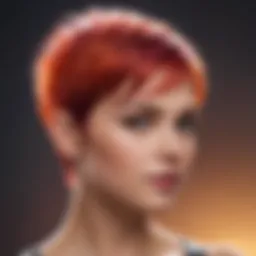 Artistic representation of a styled pixie cut with vibrant colors