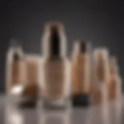 A display of affordable foundation products arranged aesthetically