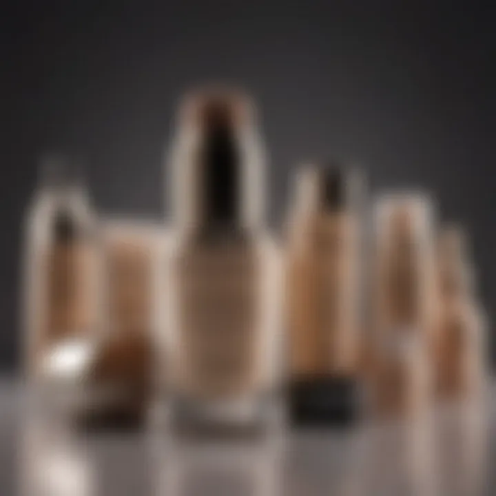A display of affordable foundation products arranged aesthetically