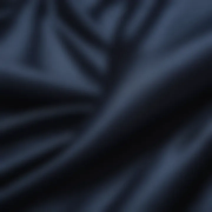 Close-up of luxurious fabric texture of Ralph Lauren navy sheets