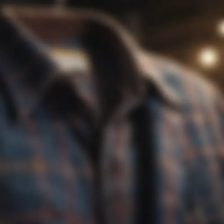 A close-up of a quality flannel shirt with a distressed look