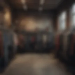 A collection of vintage grunge clothing hanging in a boutique
