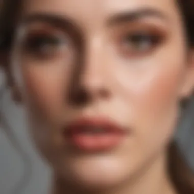 Close-up of a model's face with expertly applied Sofia makeup techniques