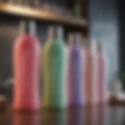 A vibrant display of clean volumizing shampoo bottles showcasing eco-friendly packaging