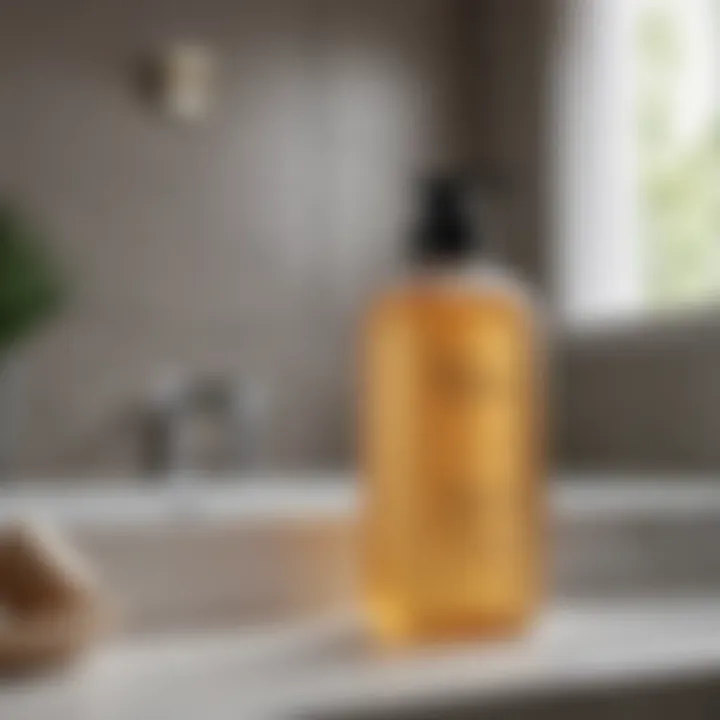 A serene bathroom setting featuring clean beauty products and sustainable practices