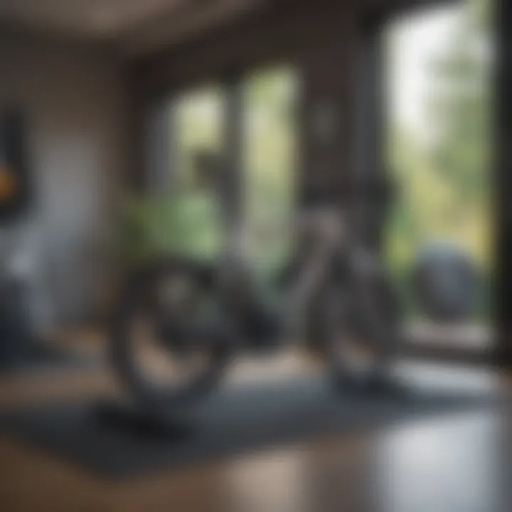 Interior of a modern home gym showcasing gym bikes