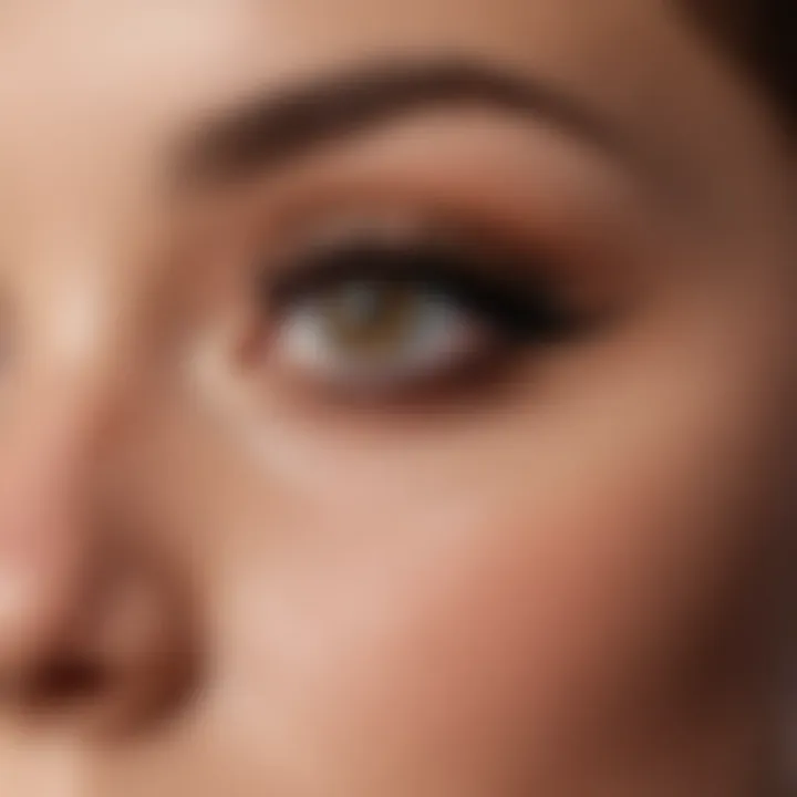 Close-up view of luxurious long lashes enhanced by mascara.