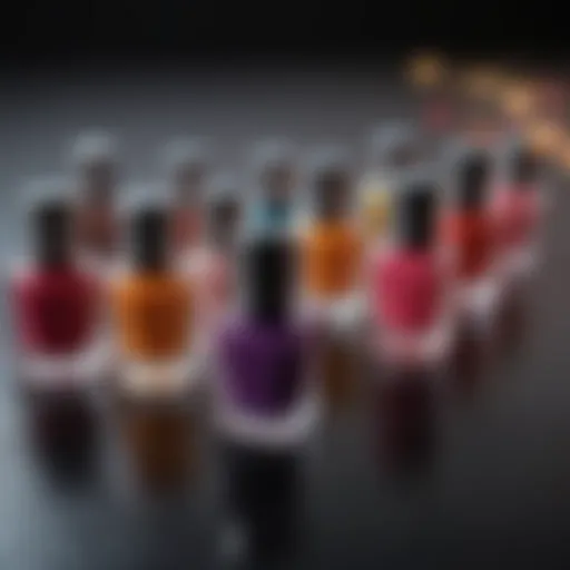 Colorful assortment of nail polish bottles arranged creatively