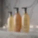 Luxury shampoo bottle set on a marble countertop