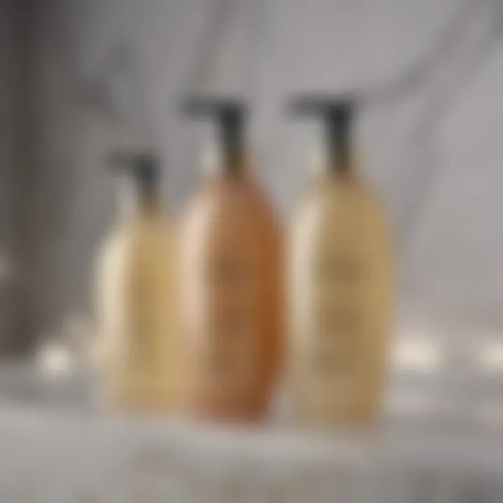 Luxury shampoo bottle set on a marble countertop