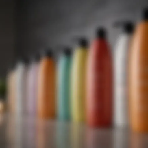 A variety of shampoo bottles showcasing different formulations for frizz control