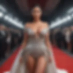 Iconic red carpet look by Kim Kardashian showcasing haute couture