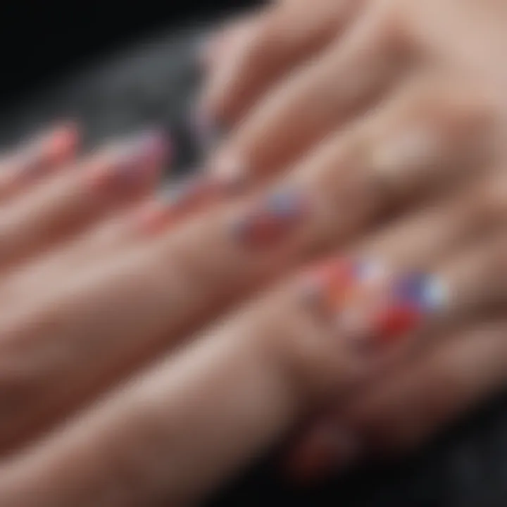 Close-up view of innovative materials used in press-on nails.