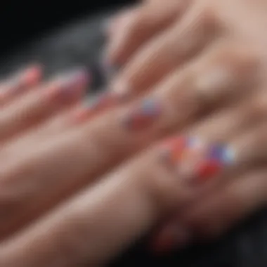 Innovative Materials for Abstract Nails Close-up view of innovative materials used in press-on nails.