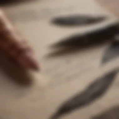 A close-up of a quill and ink on parchment, symbolizing the art of writing erotic narratives