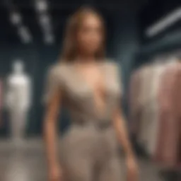 Showcase of Jennifer Lopez clothing collection on display