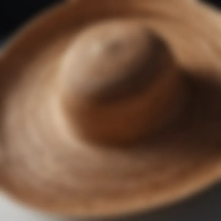 Close-up of the intricate weaving pattern of a sunhat