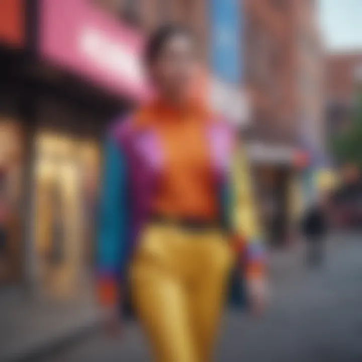 Models wearing non-binary attire in a vibrant urban setting