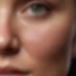 Close-up of skin showing fine lines and texture
