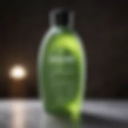 Bottle of thickening shampoo for oily hair