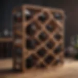 Elegant wooden wine rack showcasing various bottle placements