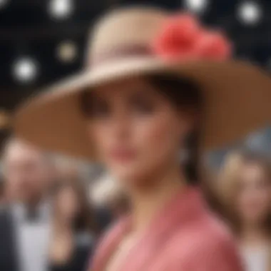 A woman wearing a fashionable hat at an Australian fashion event