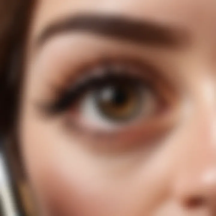 Close-up of an eyelash growth serum bottle with a brush applicator