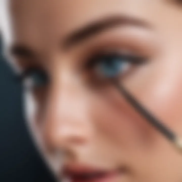 Close-up of eyeliner application technique