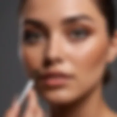 Makeup artist applying foundation with a brush on olive skin