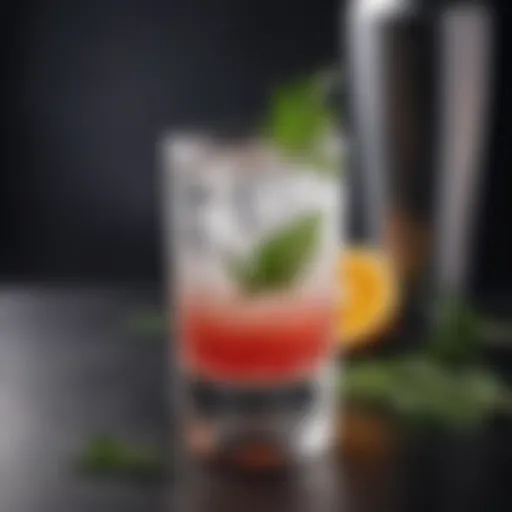 A sophisticated vodka cocktail garnished with fresh herbs and citrus