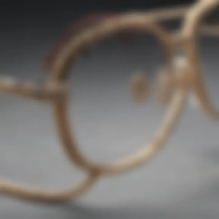 A close-up view of a Gucci glasses chain highlighting its unique craftsmanship and materials