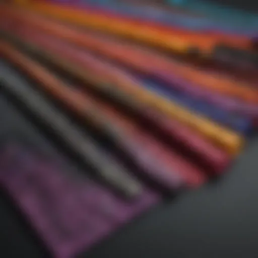 A variety of vibrant hair wraps displayed on a fitness mat