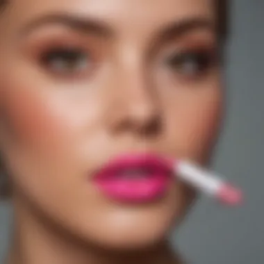 Model showcasing perfect pink lipstick application for tan skin