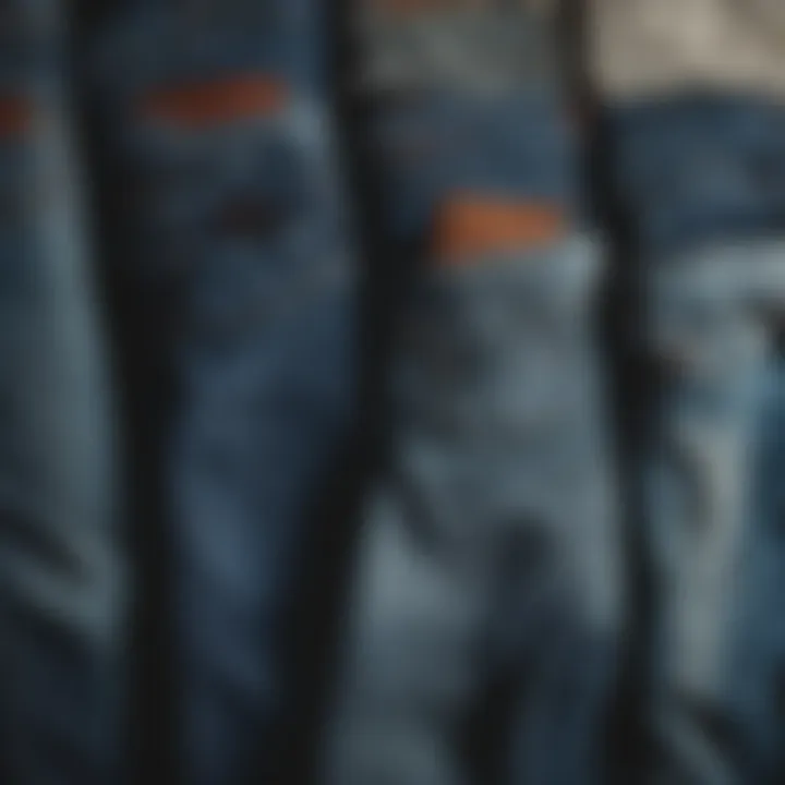 A group of jeans in various styles ready for donation.