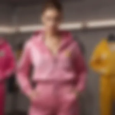 Fashionable woman showcasing styling options with Juicy Couture tracksuit