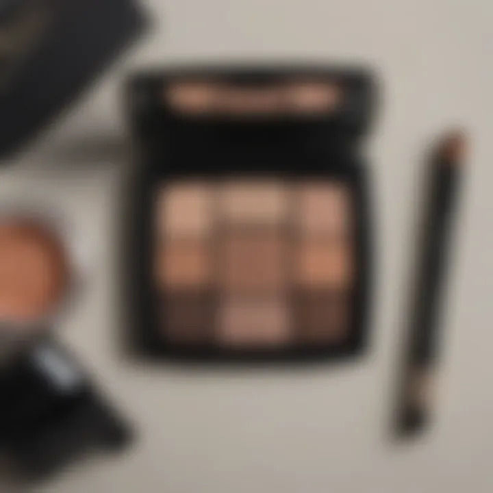 Flat lay of Lancôme Spontaneous Eyeshadow with makeup tools