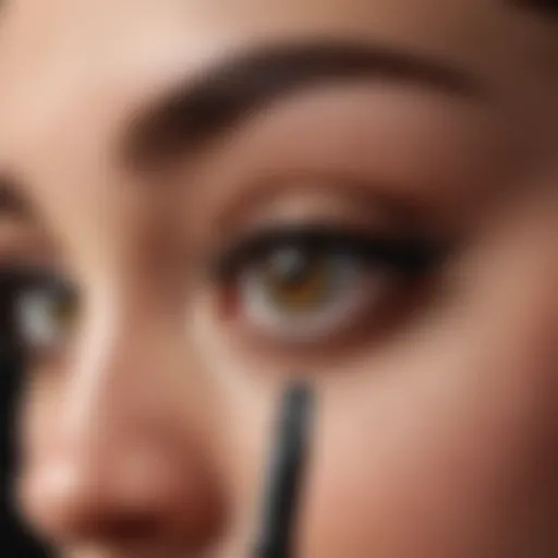 Elegant mascara wand poised near lashes