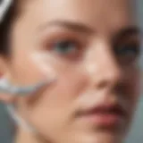 A close-up view of microcurrent facial device in action on skin