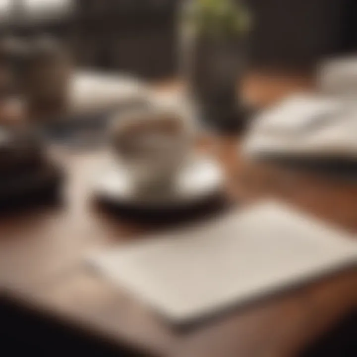 A handwritten letter on a desk with a cup of coffee